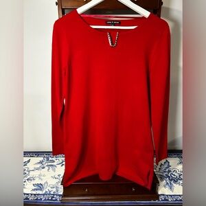 Cable & Gauge Vibrant Red Long Sleeve Top Women’s Medium